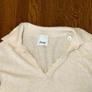 Allude Scalloped Edge Polo Sweater XS
